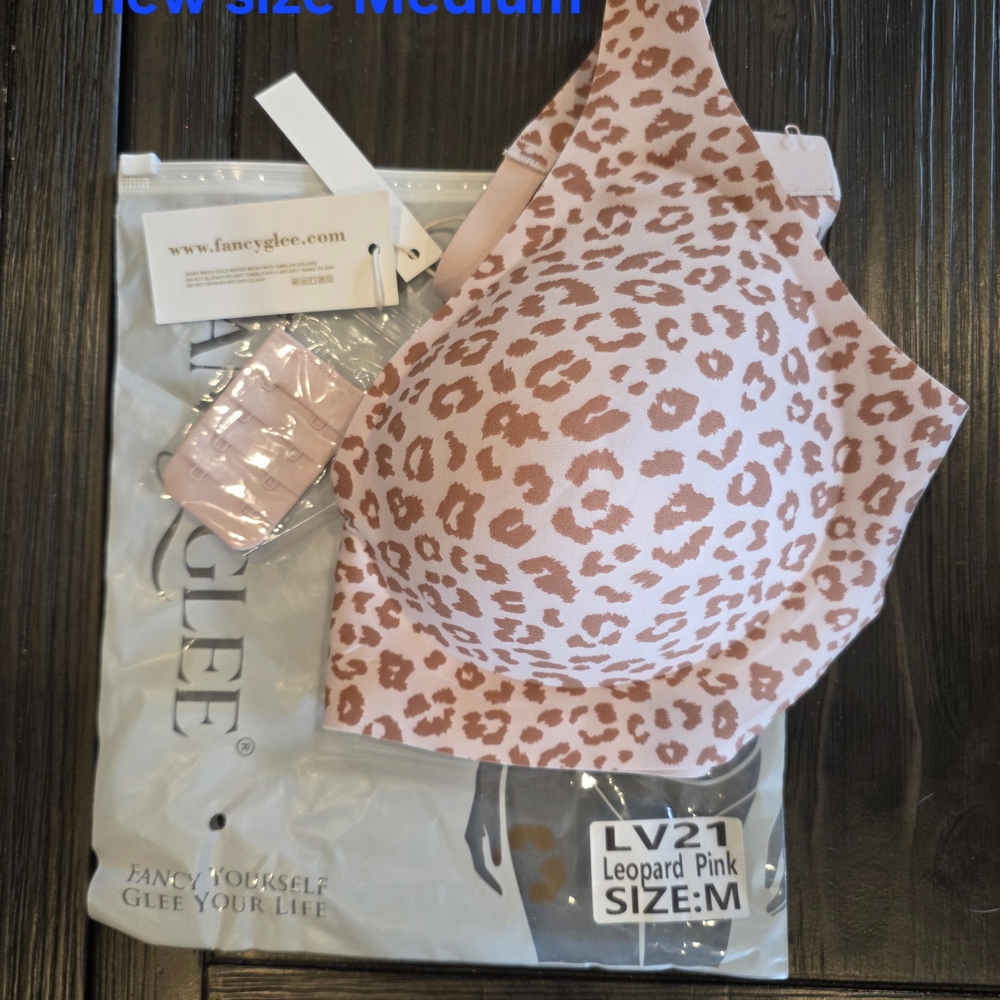 Leopard Pink Bra Top - Pink Leopard Print (Size M)
